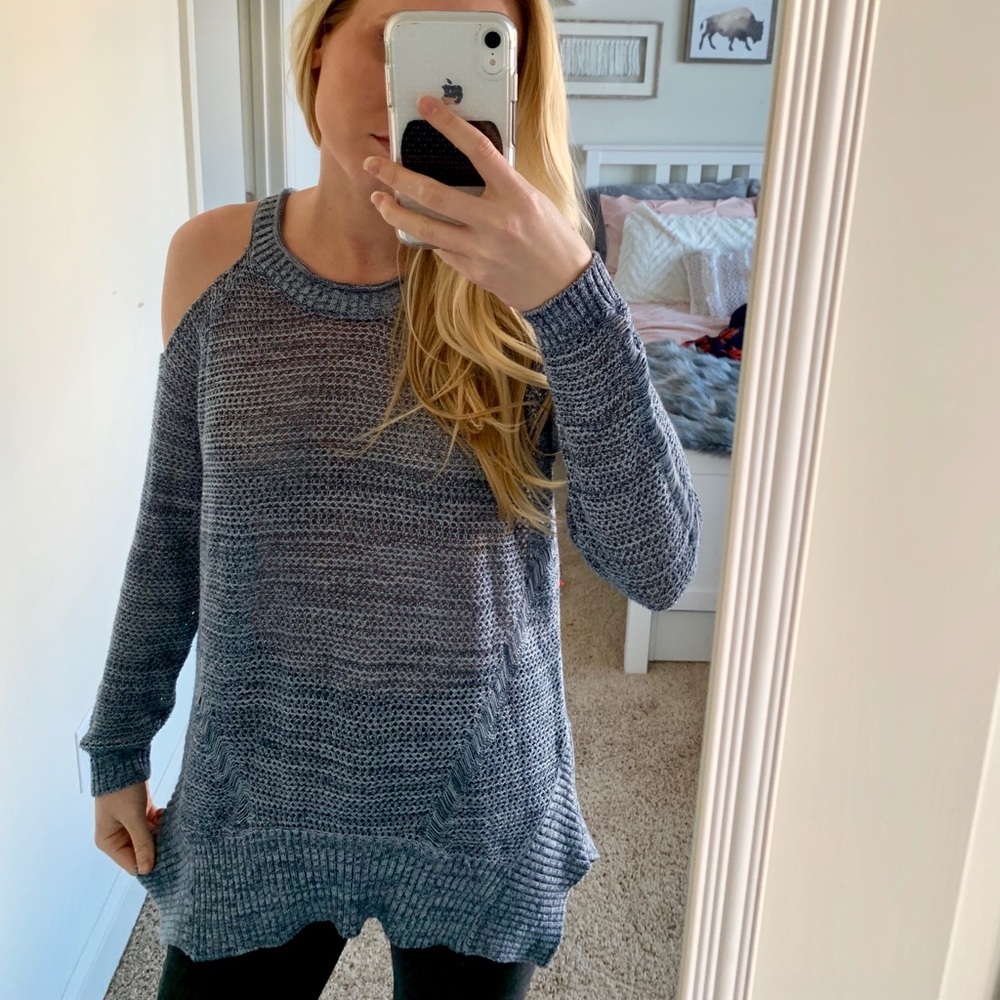 Cold shoulder sweater